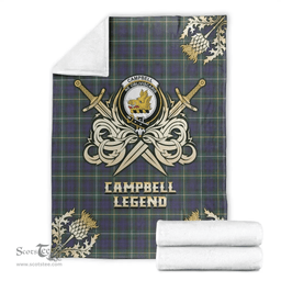 Scottish Premium Blanket Campbell Argyll Modern Clan Tartan Blanket - Gold Courage Style Scottish Plaid Tartan Plaid