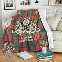 Scottish Premium Blanket Stewart of Appin Ancient Clan Tartan Blanket - Gold Courage Style Scottish Plaid Tartan Plaid