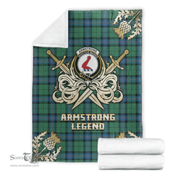 Scottish Premium Blanket Armstrong Ancient Clan Tartan Blanket - Gold Courage Style Scottish Plaid Tartan Plaid