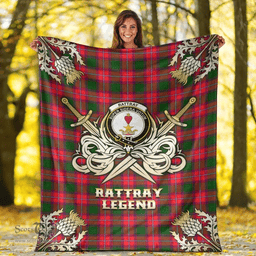 Scottish Premium Blanket Rattray Modern Clan Tartan Blanket - Gold Courage Style Scottish Plaid Tartan Plaid