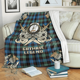 Scottish Premium Blanket Guthrie Ancient Clan Tartan Blanket - Gold Courage Style Scottish Plaid Tartan Plaid