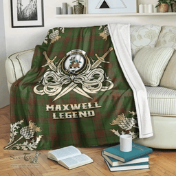 Scottish Premium Blanket Maxwell Hunting Clan Tartan Blanket - Gold Courage Style Scottish Plaid Tartan Plaid