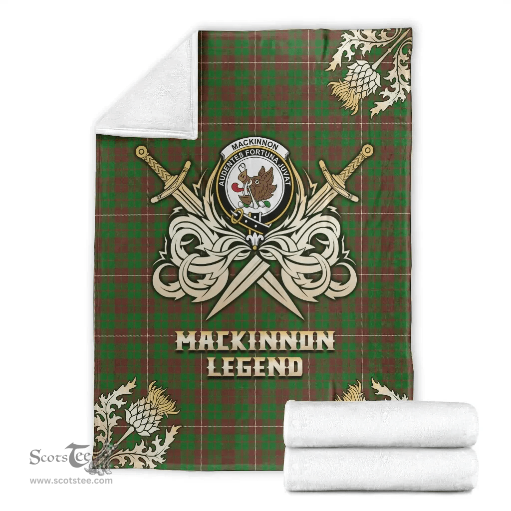 Scottish Premium Blanket MacKinnon Hunting Modern Clan Tartan Blanket - Gold Courage Style Scottish Plaid Tartan Plaid