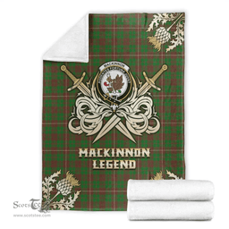 Scottish Premium Blanket MacKinnon Hunting Modern Clan Tartan Blanket - Gold Courage Style Scottish Plaid Tartan Plaid