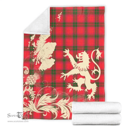 Scottish MacNab Modern Clan Tartan Blanket -  Lion Thistle Map Style Scottish Plaid Tartan Plaid