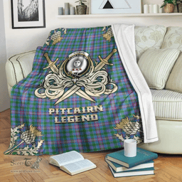 Scottish Premium Blanket Pitcairn Hunting Clan Tartan Blanket - Gold Courage Style Scottish Plaid Tartan Plaid