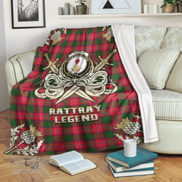Scottish Premium Blanket Rattray Modern Clan Tartan Blanket - Gold Courage Style Scottish Plaid Tartan Plaid