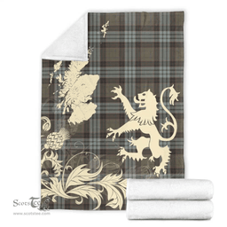 Scottish Stewart Old Weathered Clan Tartan Blanket -  Lion Thistle Map Style Scottish Plaid Tartan Plaid