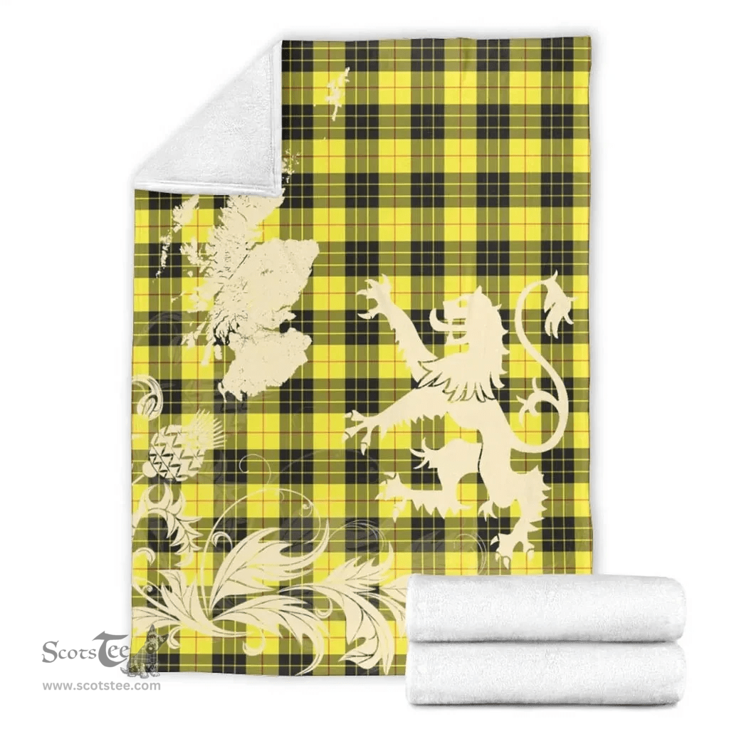 Scottish MacLeod of Lewis Modern Clan Tartan Blanket -  Lion Thistle Map Style Scottish Plaid Tartan Plaid