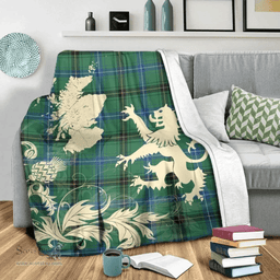 Scottish Henderson Ancient Clan Tartan Blanket -  Lion Thistle Map Style Scottish Plaid Tartan Plaid