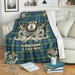 Scottish Premium Blanket Gordon Ancient Clan Tartan Blanket - Gold Courage Style Scottish Plaid Tartan Plaid