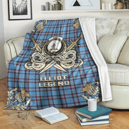 Scottish Premium Blanket Elliot Ancient Clan Tartan Blanket - Gold Courage Style Scottish Plaid Tartan Plaid