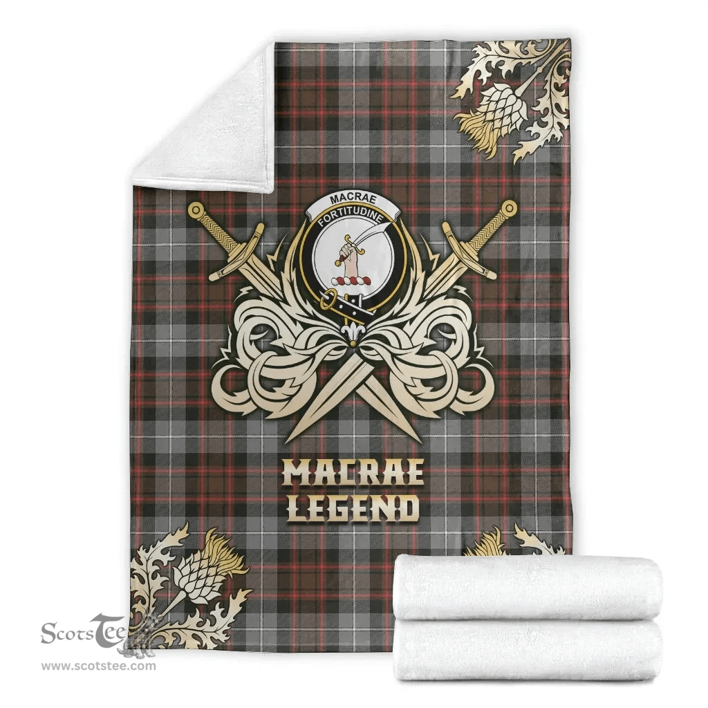 Scottish Premium Blanket MacRae Hunting Weathered Clan Tartan Blanket - Gold Courage Style Scottish Plaid Tartan Plaid