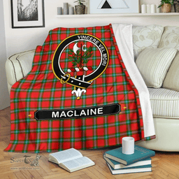 Scottish MacLaine (of Lochbuie) Clan Tartan Blanket - Crest Classic Scottish Plaid Tartan Plaid