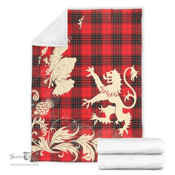 Scottish Wemyss Modern Clan Tartan Blanket -  Lion Thistle Map Style Scottish Plaid Tartan Plaid