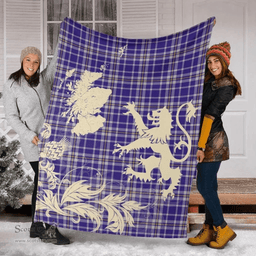 Scottish Ochterlony Clan Tartan Blanket -  Lion Thistle Map Style Scottish Plaid Tartan Plaid