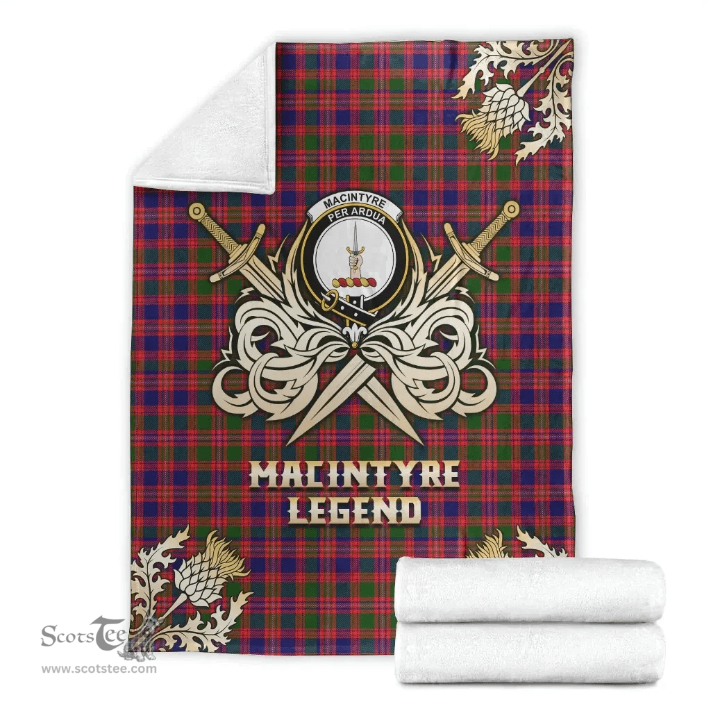 Scottish Premium Blanket MacIntyre Modern Clan Tartan Blanket - Gold Courage Style Scottish Plaid Tartan Plaid