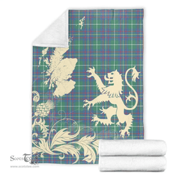 Scottish Inglis Ancient Clan Tartan Blanket -  Lion Thistle Map Style Scottish Plaid Tartan Plaid
