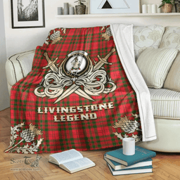 Scottish Premium Blanket Livingstone Modern Clan Tartan Blanket - Gold Courage Style Scottish Plaid Tartan Plaid