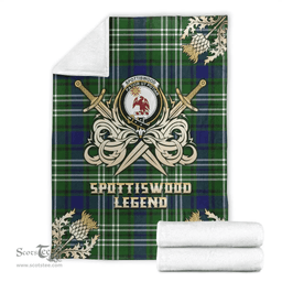Scottish Premium Blanket Spottiswood Clan Tartan Blanket - Gold Courage Style Scottish Plaid Tartan Plaid