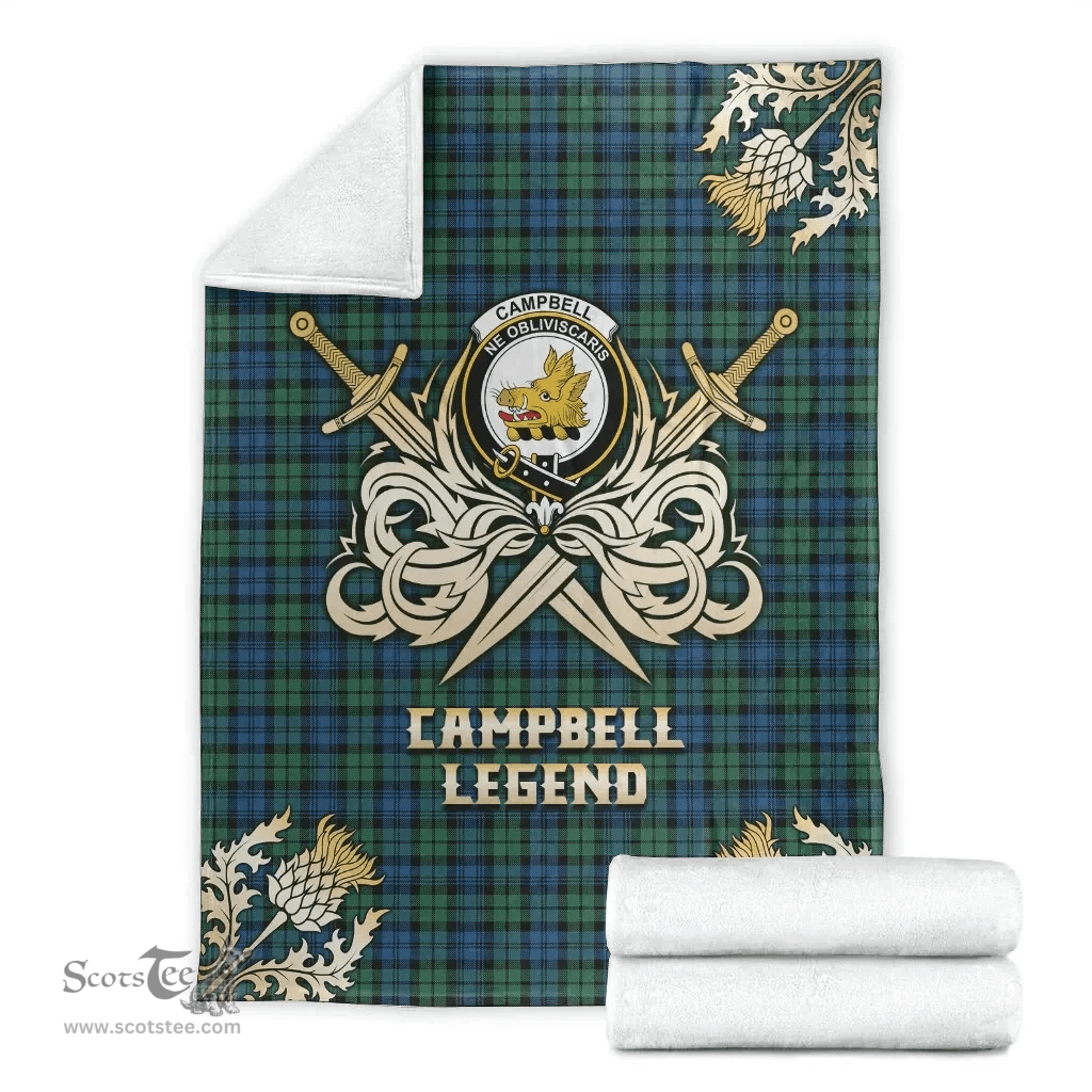Scottish Premium Blanket Campbell Ancient 02 Clan Tartan Blanket - Gold Courage Style Scottish Plaid Tartan Plaid