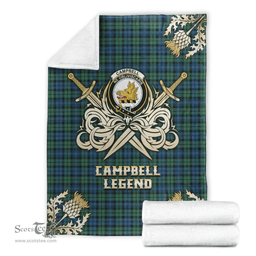 Scottish Premium Blanket Campbell Ancient 02 Clan Tartan Blanket - Gold Courage Style Scottish Plaid Tartan Plaid