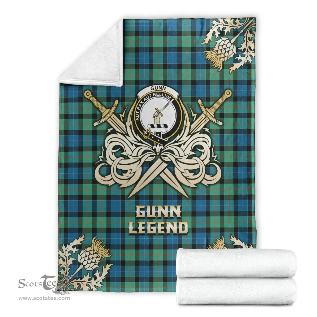 Scottish Premium Blanket Gunn Ancient Clan Tartan Blanket - Gold Courage Style Scottish Plaid Tartan Plaid