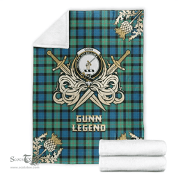 Scottish Premium Blanket Gunn Ancient Clan Tartan Blanket - Gold Courage Style Scottish Plaid Tartan Plaid