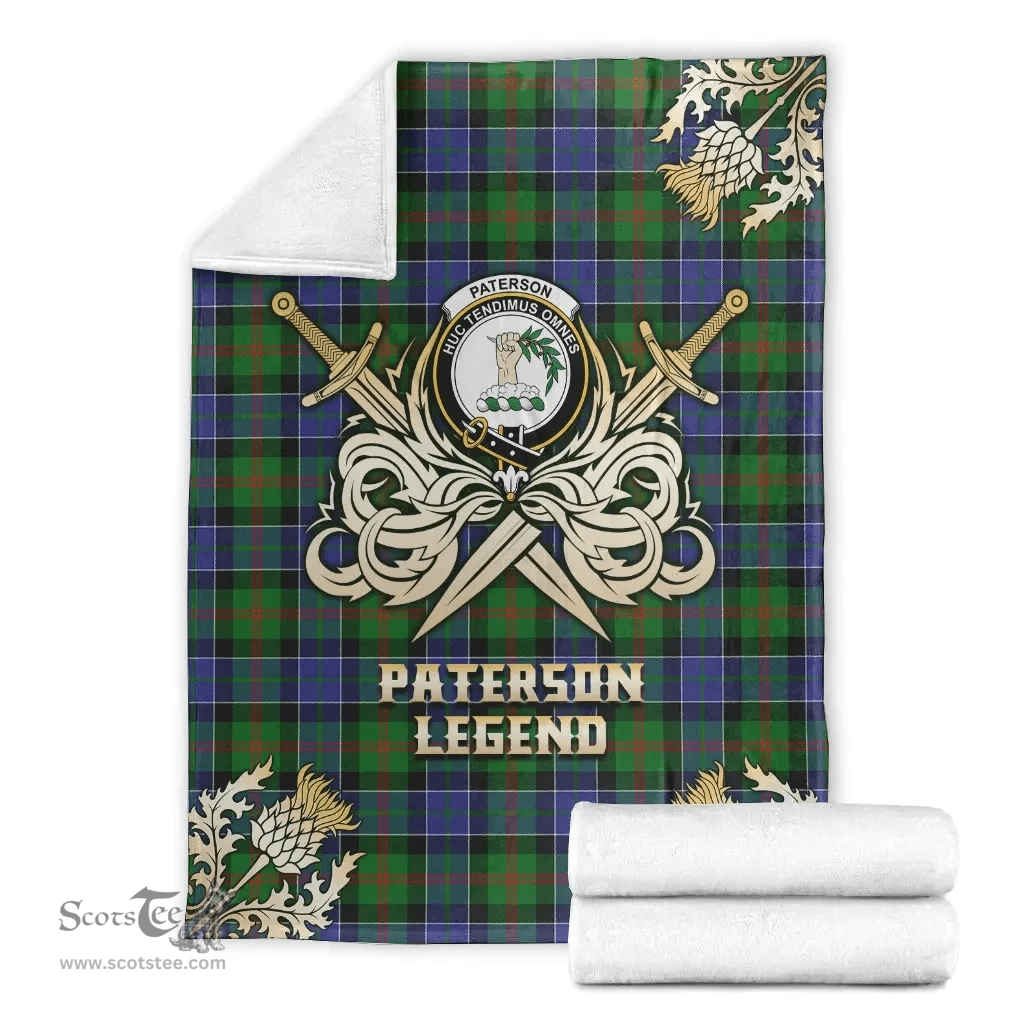 Scottish Premium Blanket Paterson Clan Tartan Blanket - Gold Courage Style Scottish Plaid Tartan Plaid