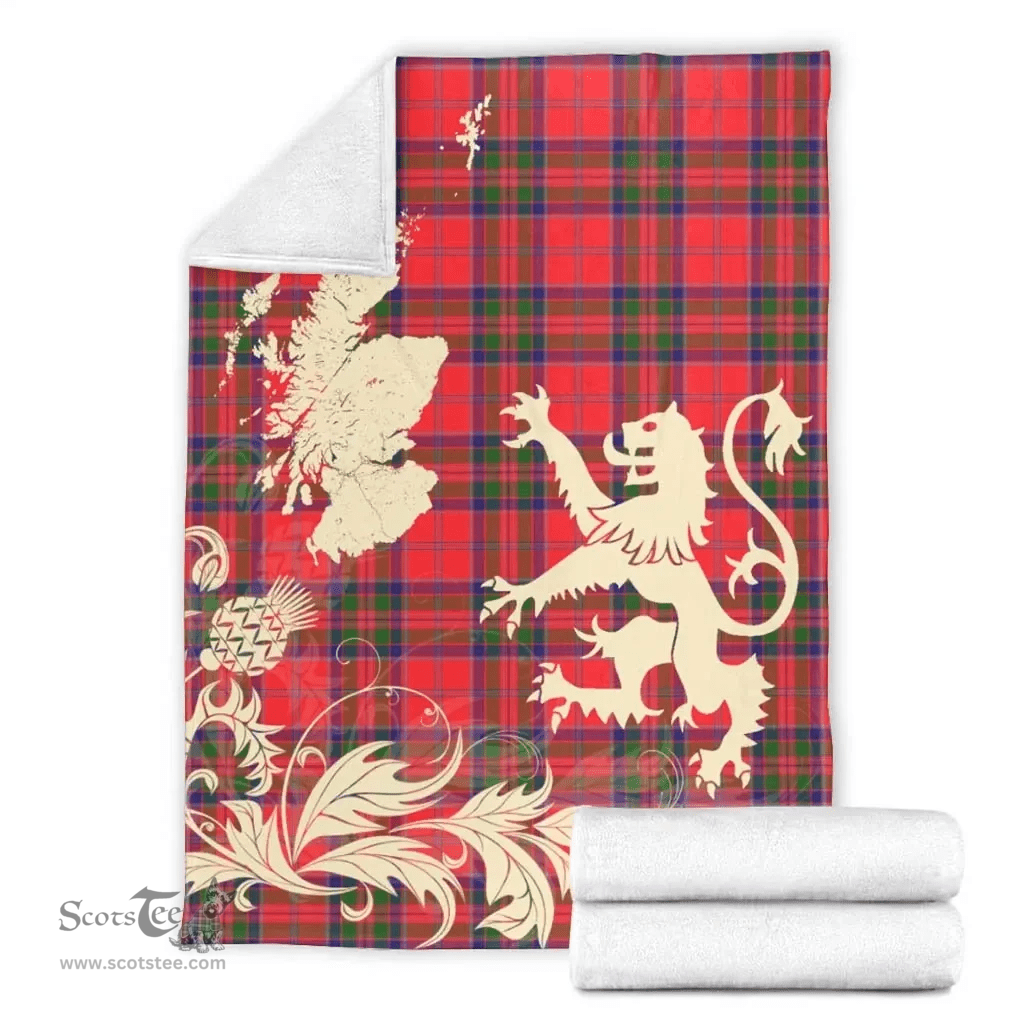 Scottish MacGillivray Hunting Ancient Clan Tartan Blanket -  Lion Thistle Map Style Scottish Plaid Tartan Plaid