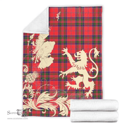 Scottish MacGillivray Hunting Ancient Clan Tartan Blanket -  Lion Thistle Map Style Scottish Plaid Tartan Plaid