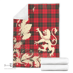 Scottish Wallace Weathered Clan Tartan Blanket -  Lion Thistle Map Style Scottish Plaid Tartan Plaid