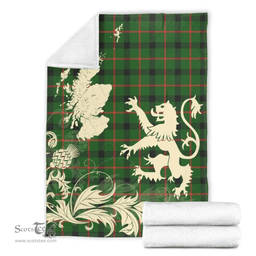 Scottish Kincaid Modern Clan Tartan Blanket -  Lion Thistle Map Style Scottish Plaid Tartan Plaid