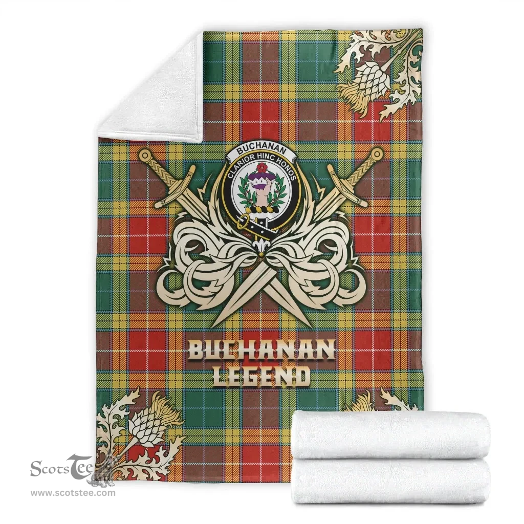 Scottish Premium Blanket Buchanan Old Sett Clan Tartan Blanket - Gold Courage Style Scottish Plaid Tartan Plaid