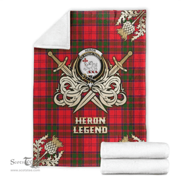 Scottish Premium Blanket Heron Clan Tartan Blanket - Gold Courage Style Scottish Plaid Tartan Plaid