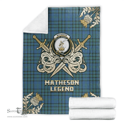 Scottish Premium Blanket Matheson Hunting Ancient Clan Tartan Blanket - Gold Courage Style Scottish Plaid Tartan Plaid