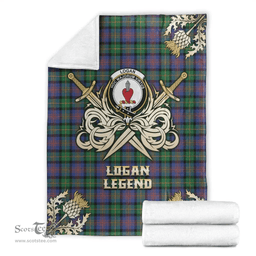 Scottish Premium Blanket Logan Ancient Clan Tartan Blanket - Gold Courage Style Scottish Plaid Tartan Plaid