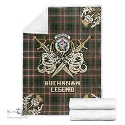 Scottish Premium Blanket Buchanan Hunting Clan Tartan Blanket - Gold Courage Style Scottish Plaid Tartan Plaid