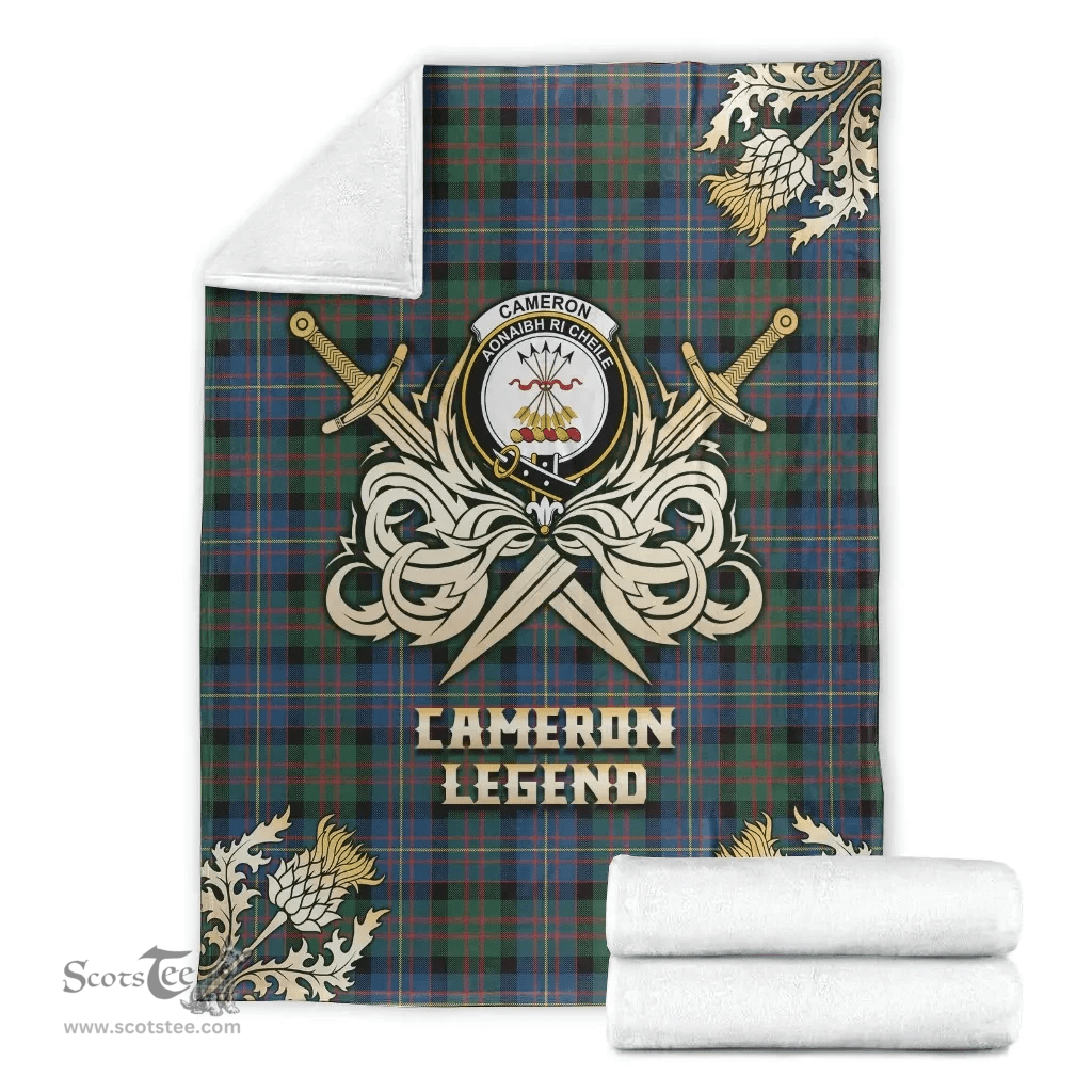 Scottish Premium Blanket Cameron of Erracht Ancient Clan Tartan Blanket - Gold Courage Style Scottish Plaid Tartan Plaid