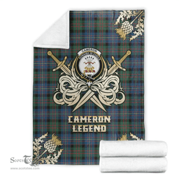 Scottish Premium Blanket Cameron of Erracht Ancient Clan Tartan Blanket - Gold Courage Style Scottish Plaid Tartan Plaid