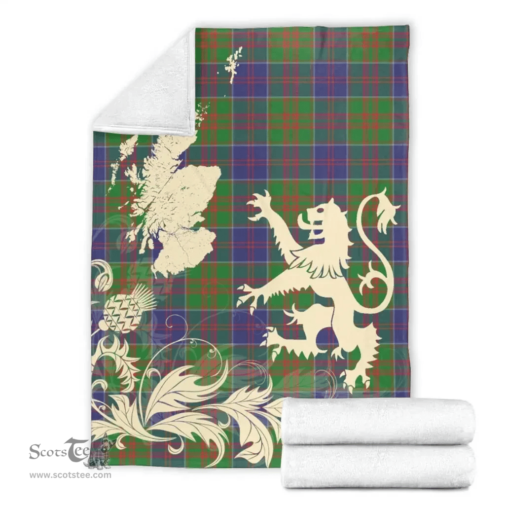 Scottish Stewart of Appin Hunting Modern Clan Tartan Blanket -  Lion Thistle Map Style Scottish Plaid Tartan Plaid