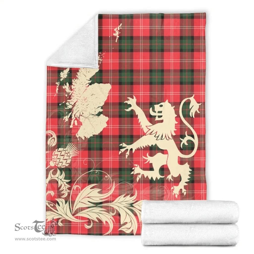 Scottish Nesbitt Modern Clan Tartan Blanket -  Lion Thistle Map Style Scottish Plaid Tartan Plaid
