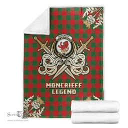 Scottish Premium Blanket Moncrieff Clan Tartan Blanket - Gold Courage Style Scottish Plaid Tartan Plaid