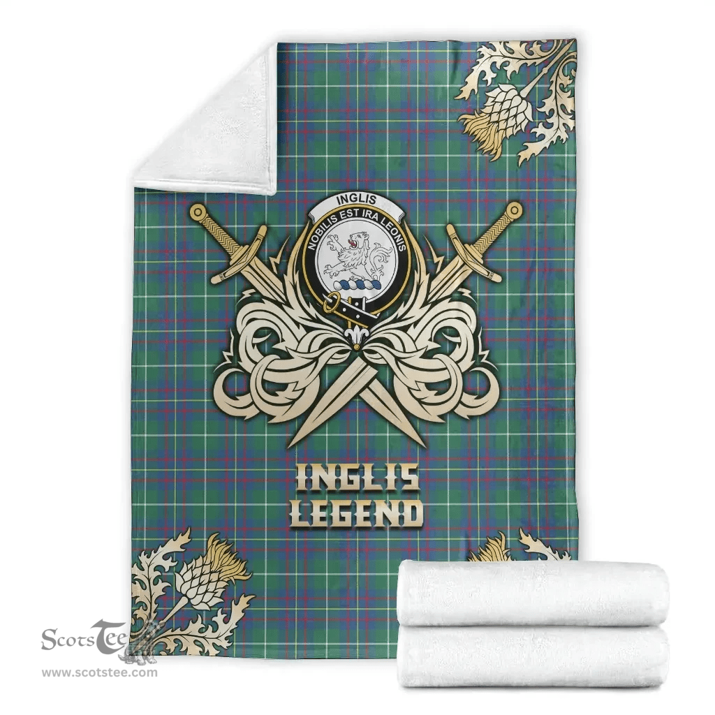 Scottish Premium Blanket Inglis Ancient Clan Tartan Blanket - Gold Courage Style Scottish Plaid Tartan Plaid