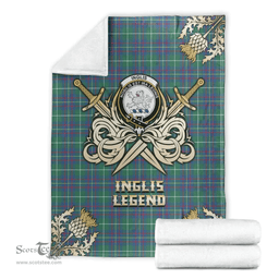 Scottish Premium Blanket Inglis Ancient Clan Tartan Blanket - Gold Courage Style Scottish Plaid Tartan Plaid