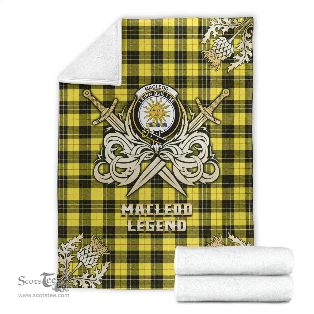Scottish Premium Blanket MacLeod of Lewis Modern Clan Tartan Blanket - Gold Courage Style Scottish Plaid Tartan Plaid
