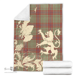 Scottish MacGill Modern Clan Tartan Blanket -  Lion Thistle Map Style Scottish Plaid Tartan Plaid
