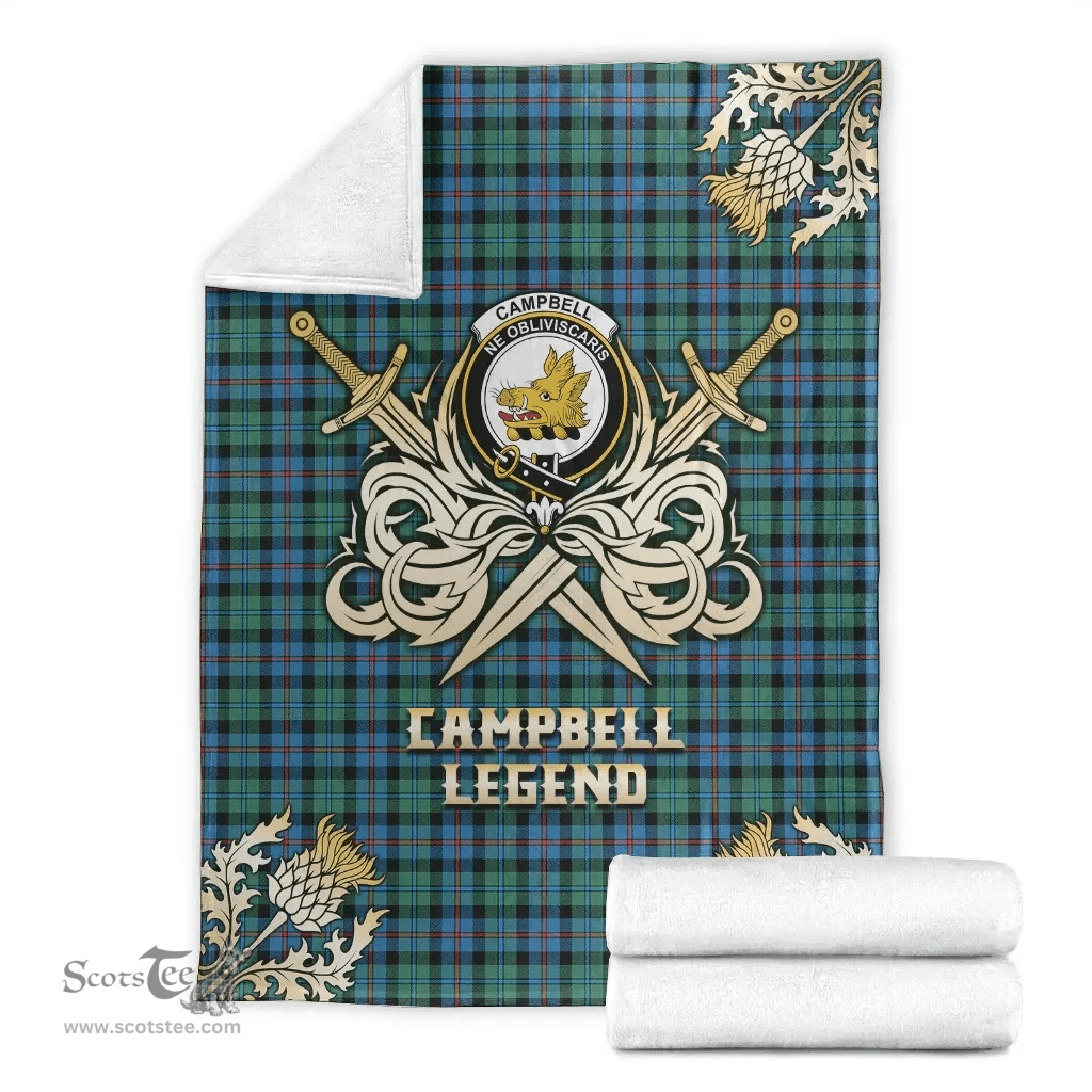 Scottish Premium Blanket Campbell of Cawdor Ancient Clan Tartan Blanket - Gold Courage Style Scottish Plaid Tartan Plaid