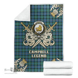 Scottish Premium Blanket Campbell of Cawdor Ancient Clan Tartan Blanket - Gold Courage Style Scottish Plaid Tartan Plaid
