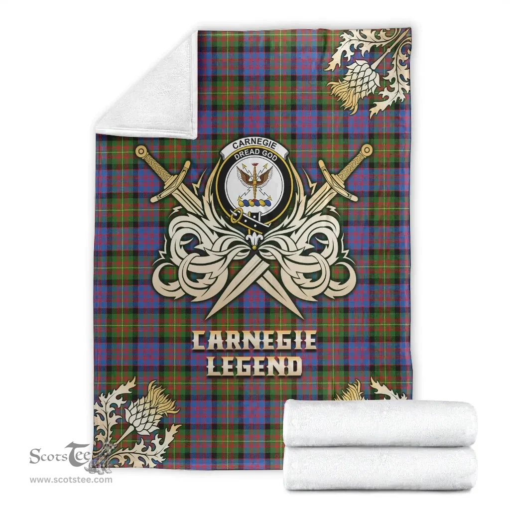 Scottish Premium Blanket Carnegie Ancient Clan Tartan Blanket - Gold Courage Style Scottish Plaid Tartan Plaid